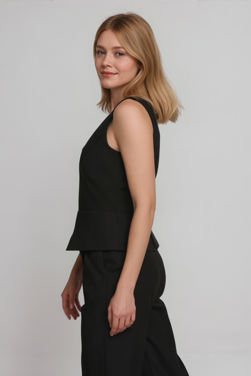 Elegante Dames Set van Wit Linnen met Broek en Blouse voor de Zomer