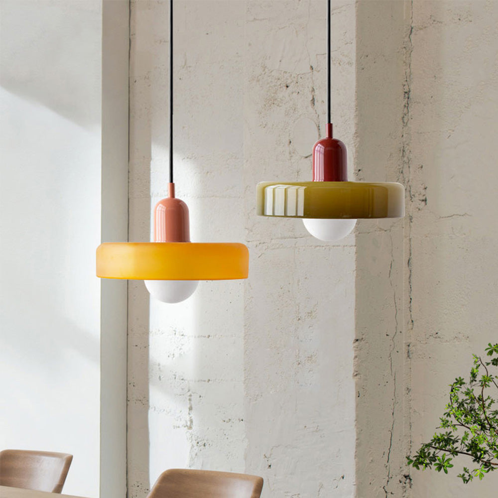Bauhaus Stijl Glazen Hanglamp met Ringkap
