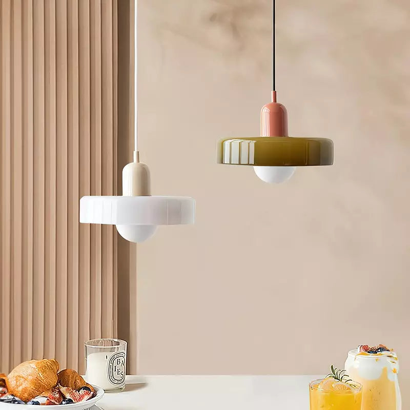 Bauhaus Stijl Glazen Hanglamp met Ringkap