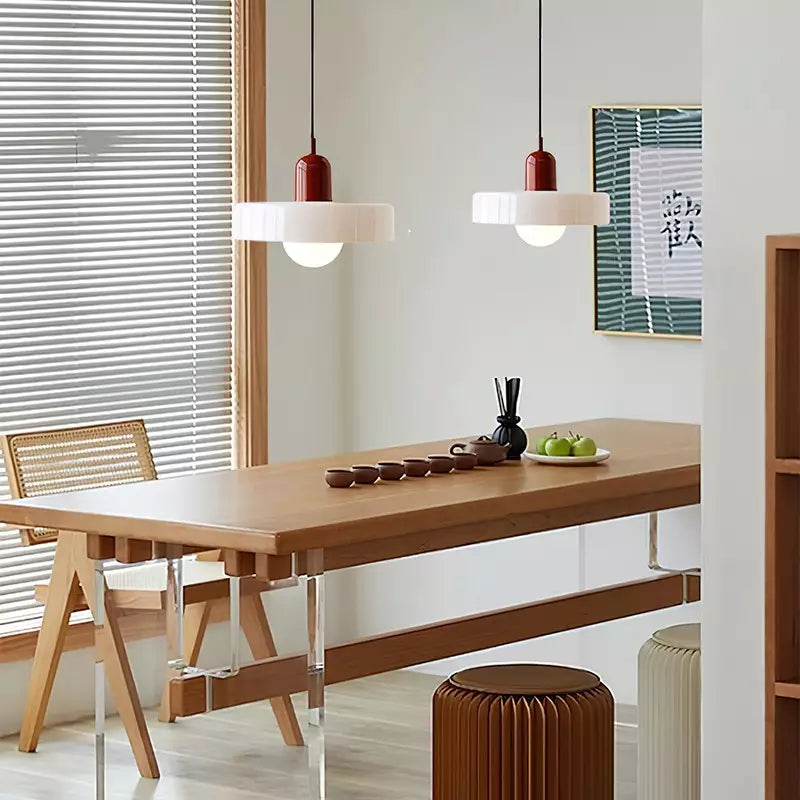 Bauhaus Stijl Glazen Hanglamp met Ringkap
