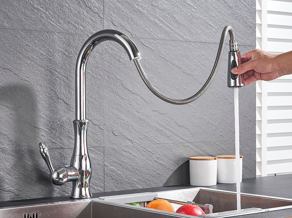 home & garden : Intrekbare Keukenkraan - Geborsteld Nikkel Uittrekbaar Design - RVS in van Pantino