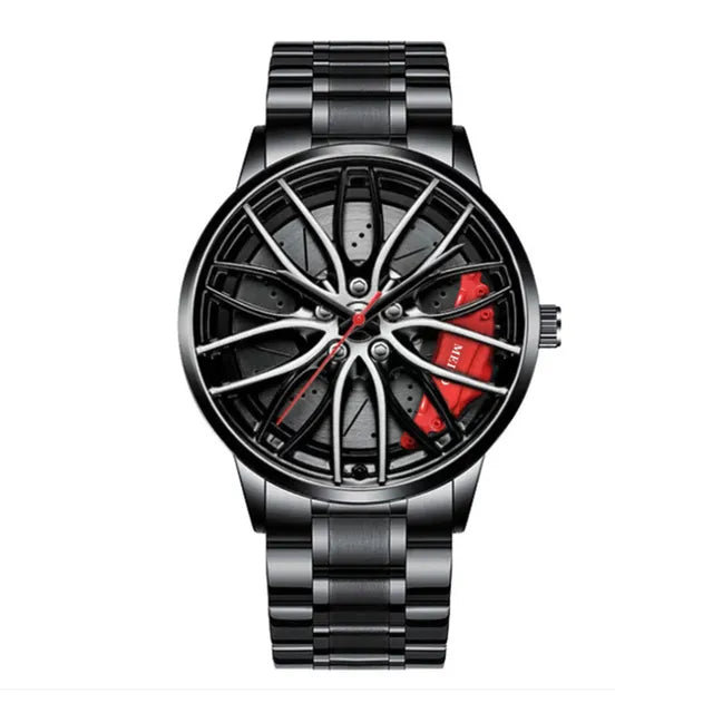 watches : Heren Horloge SportMan - Automatisch Uurwerk - Zwart Edelstaal in Grøn Ed van Pantino
