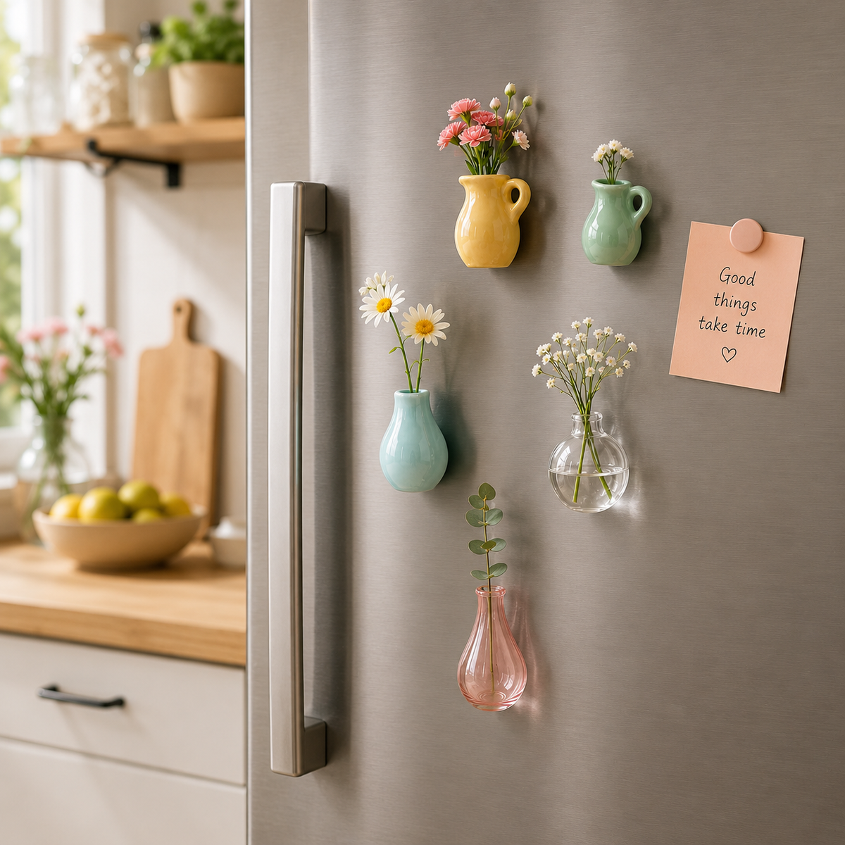 home & garden : Keramische Mini Vaasjes Magneten - Handgemaakt Koelkast Decoratie in van Inovessa