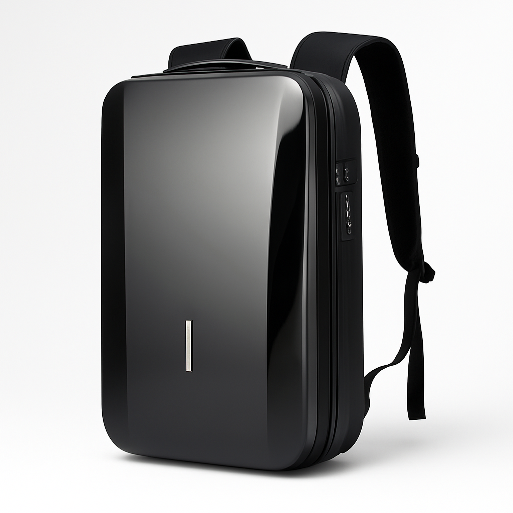 Harde Antidiefstal Rugzak in ABS met Geïntegreerd Slot en USB - Unisex, Zwart