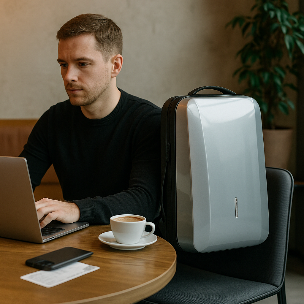 Harde Antidiefstal Rugzak in ABS met Geïntegreerd Slot en USB - Unisex, Zwart