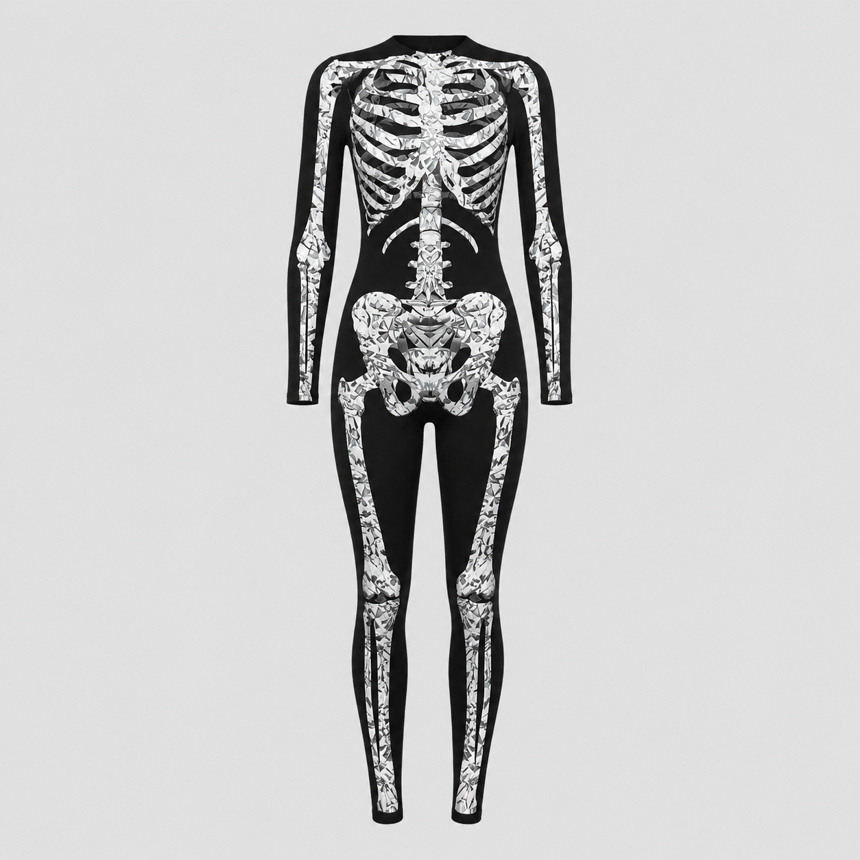 Gifts – Seasonal – Halloween : Skelet Jumpsuit Halloween Kostuum voor Volwassenen – Lange Mouwen in Zwart Bot1 van Pantinoshop
