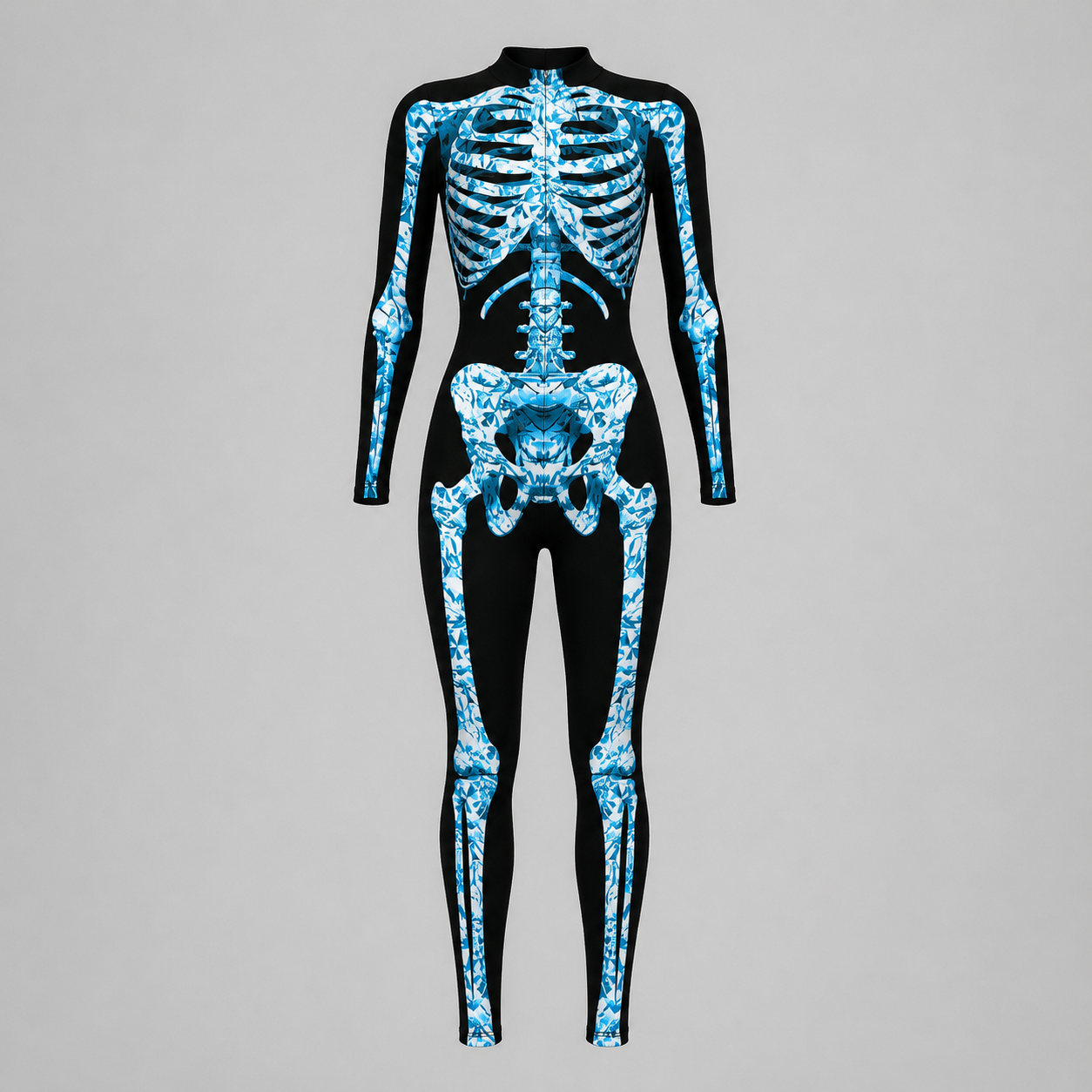 Gifts – Seasonal – Halloween : Skelet Jumpsuit Halloween Kostuum voor Volwassenen – Lange Mouwen in Blauw Bot1 van Pantinoshop
