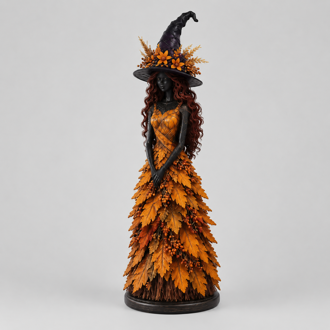 Gifts – Seasonal – Halloween : Heksenbeeld Halloween Decoratie met Herfstbladeren – 12,2/18/31 cm in Oranje van Pantinoshop