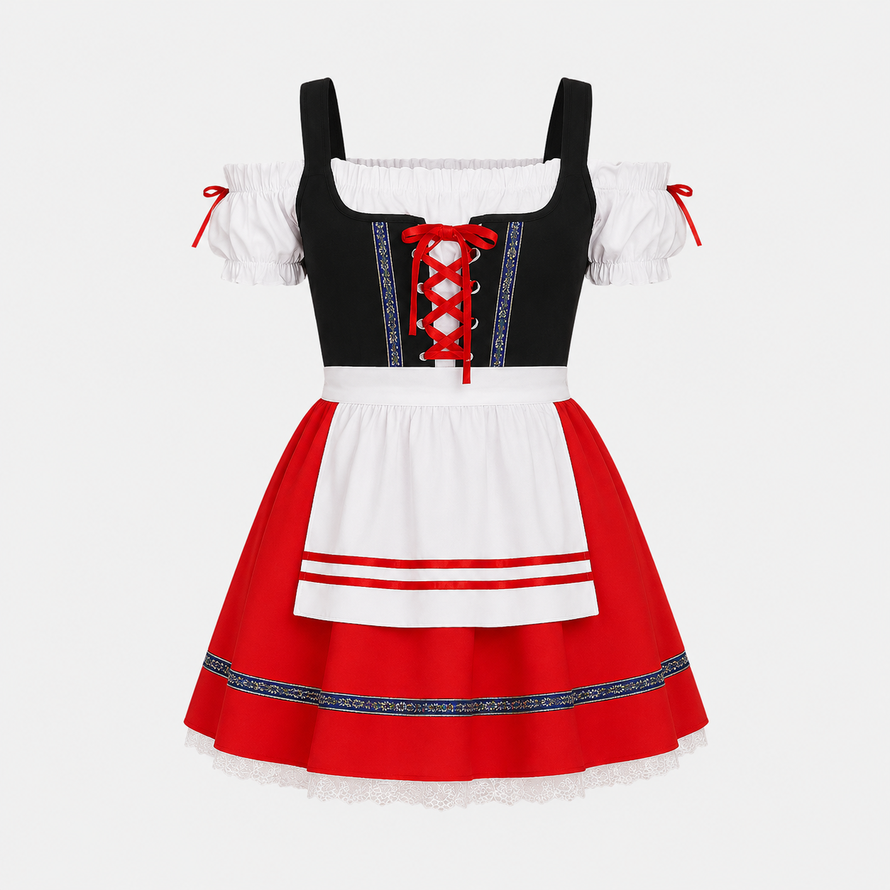 Gifts – Seasonal – Oktoberfest : Dirndl Jurk Dames Rood Kant voor Oktoberfest Feesten in Rood van Steiner-boutique