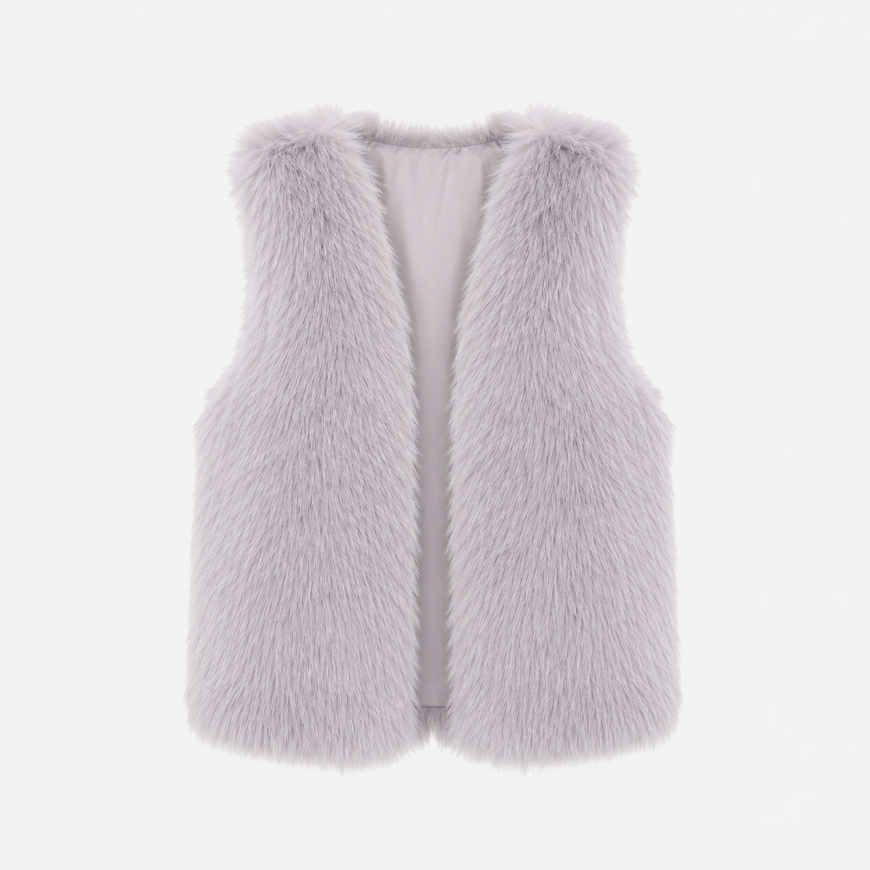 AS - Womens - Top : Dames Nepbont Vest - Open Voorkant, Losse Pasvorm en Warm in Asgrijs van Loranza