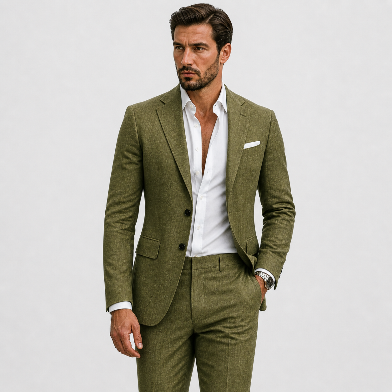 Suits : Heren Linnen Pak Slim-Fit - Zomerse Elegantie in van Lunelle