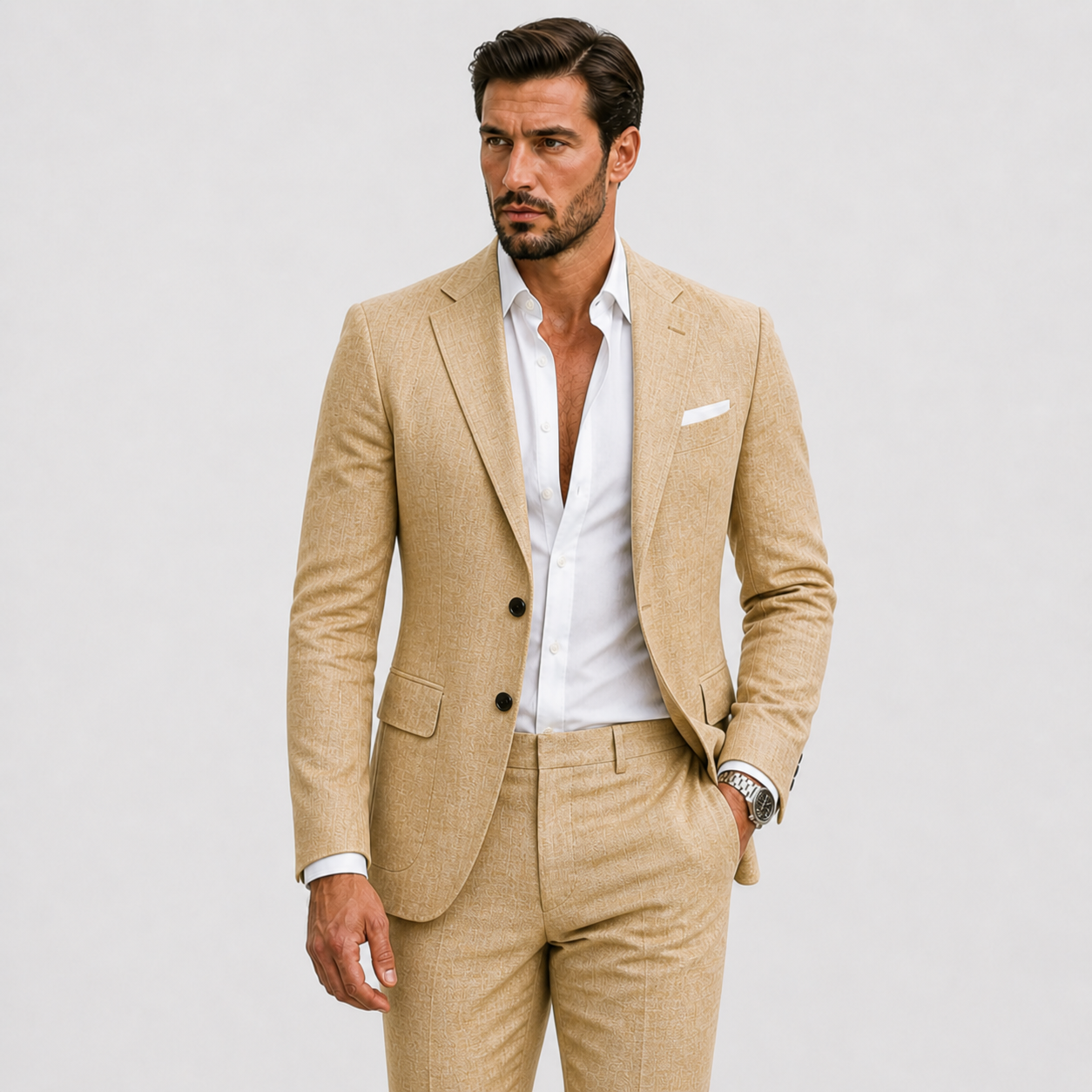 Suits : Heren Linnen Pak Slim-Fit - Zomerse Elegantie in van Lunelle