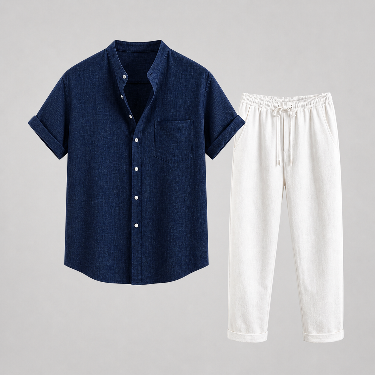 Lichtgewicht Zomerstijl Linnen Set voor Heren: Overhemd en Broek