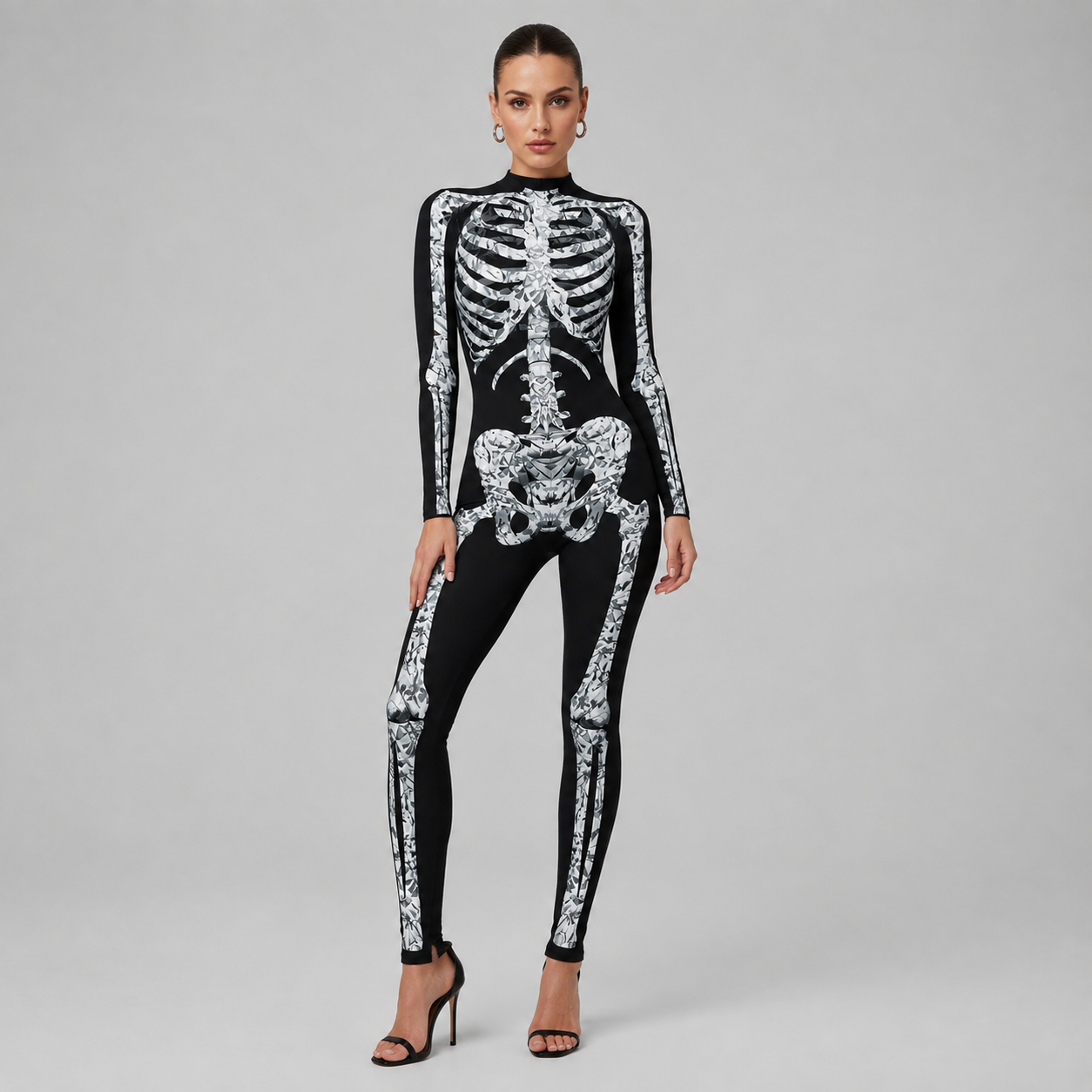 Gifts – Seasonal – Halloween : Skelet Jumpsuit Halloween Kostuum voor Volwassenen – Lange Mouwen in van Pantinoshop