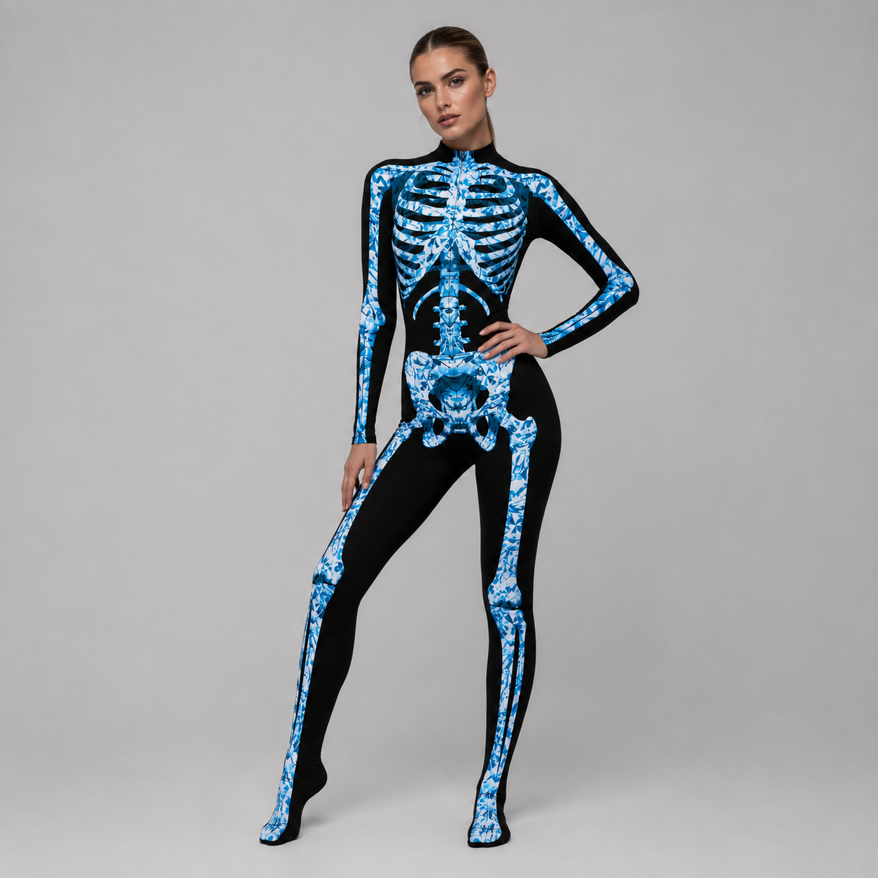 Gifts – Seasonal – Halloween : Skelet Jumpsuit Halloween Kostuum voor Volwassenen – Lange Mouwen in van Pantinoshop