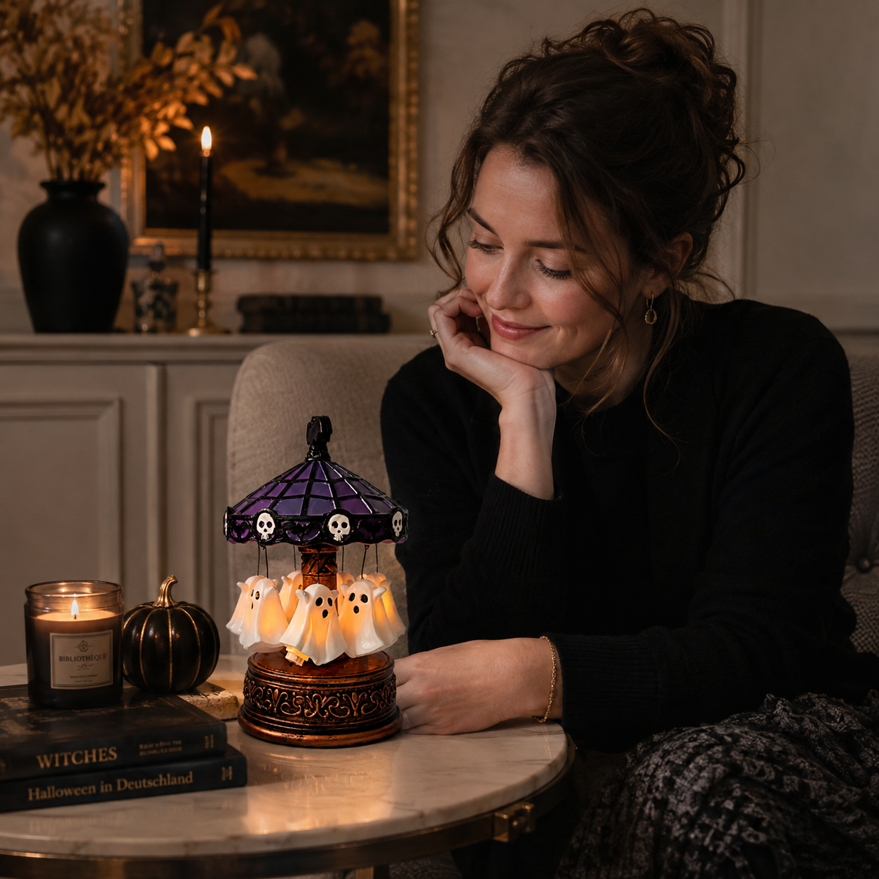Gifts – Seasonal – Halloween : alloween Spookcarrousel Decoratielicht – Draaiende Tafeldecoratie 19 cm in van Pantinoshop