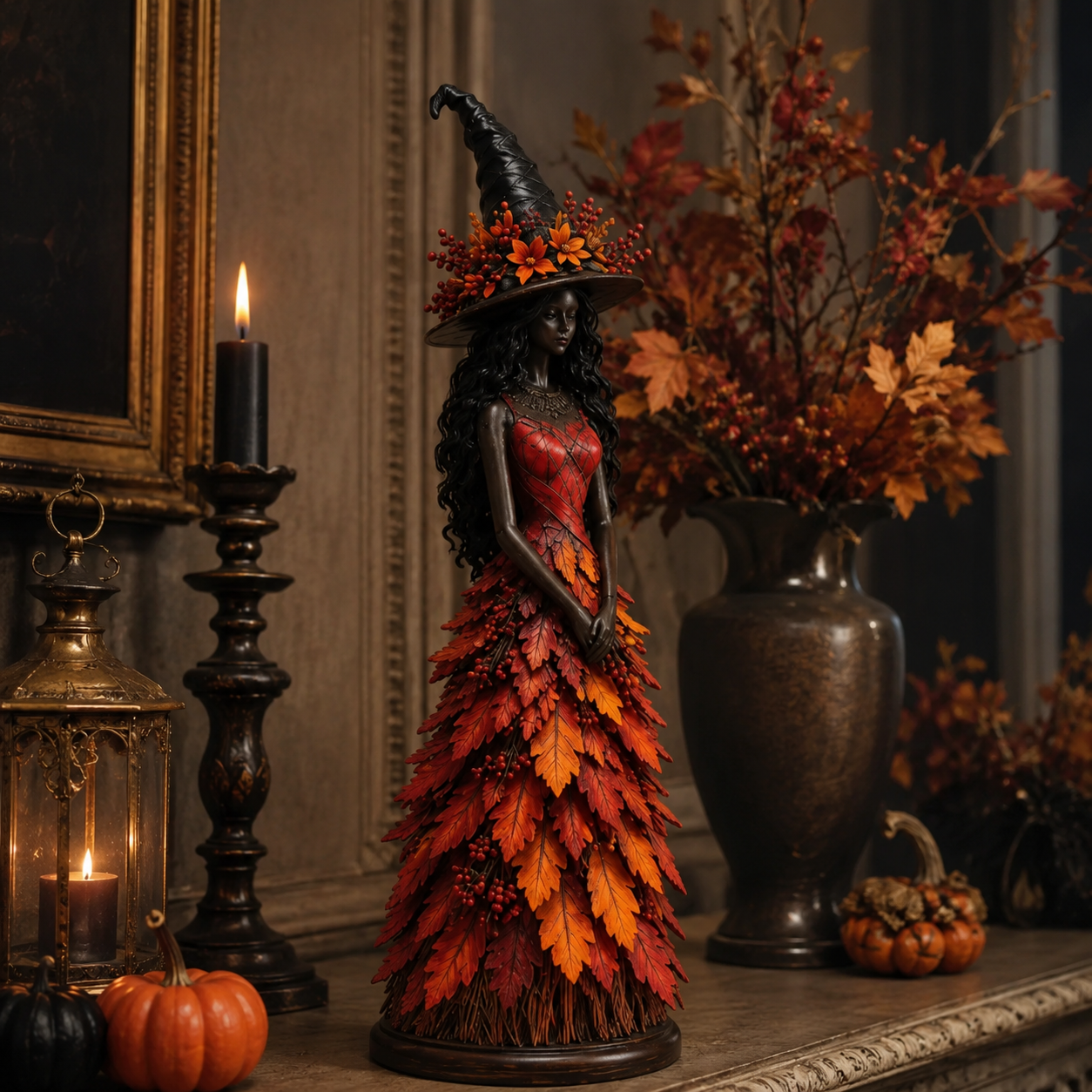 Gifts – Seasonal – Halloween : Heksenbeeld Halloween Decoratie met Herfstbladeren – 12,2/18/31 cm in van Pantinoshop