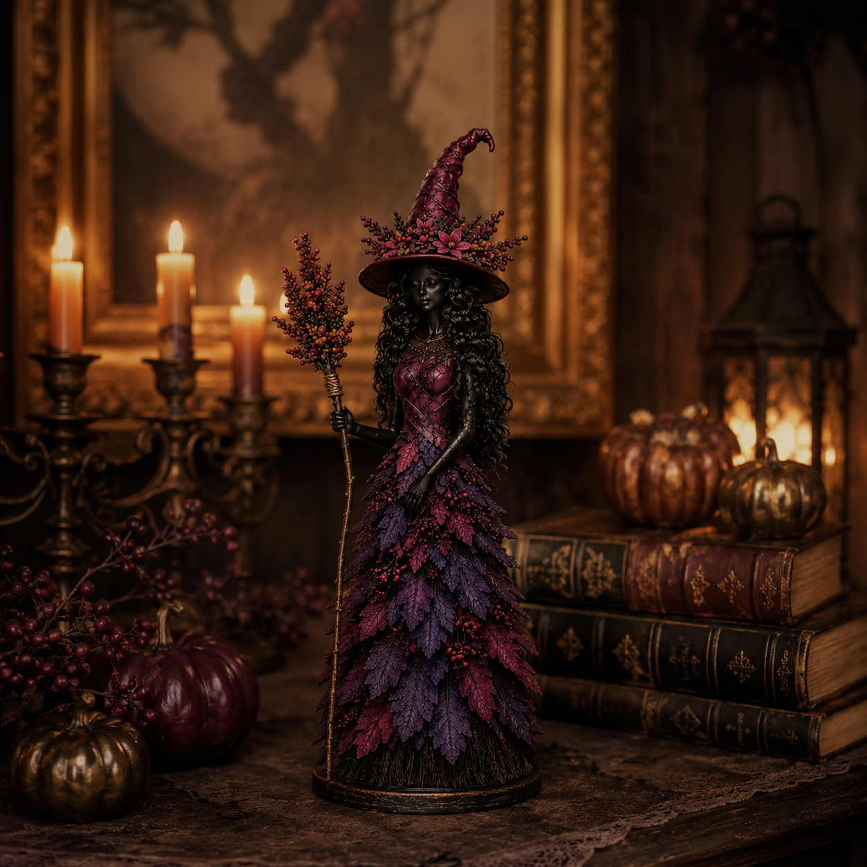Gifts – Seasonal – Halloween : Heksenbeeld Halloween Decoratie met Herfstbladeren – 12,2/18/31 cm in van Pantinoshop