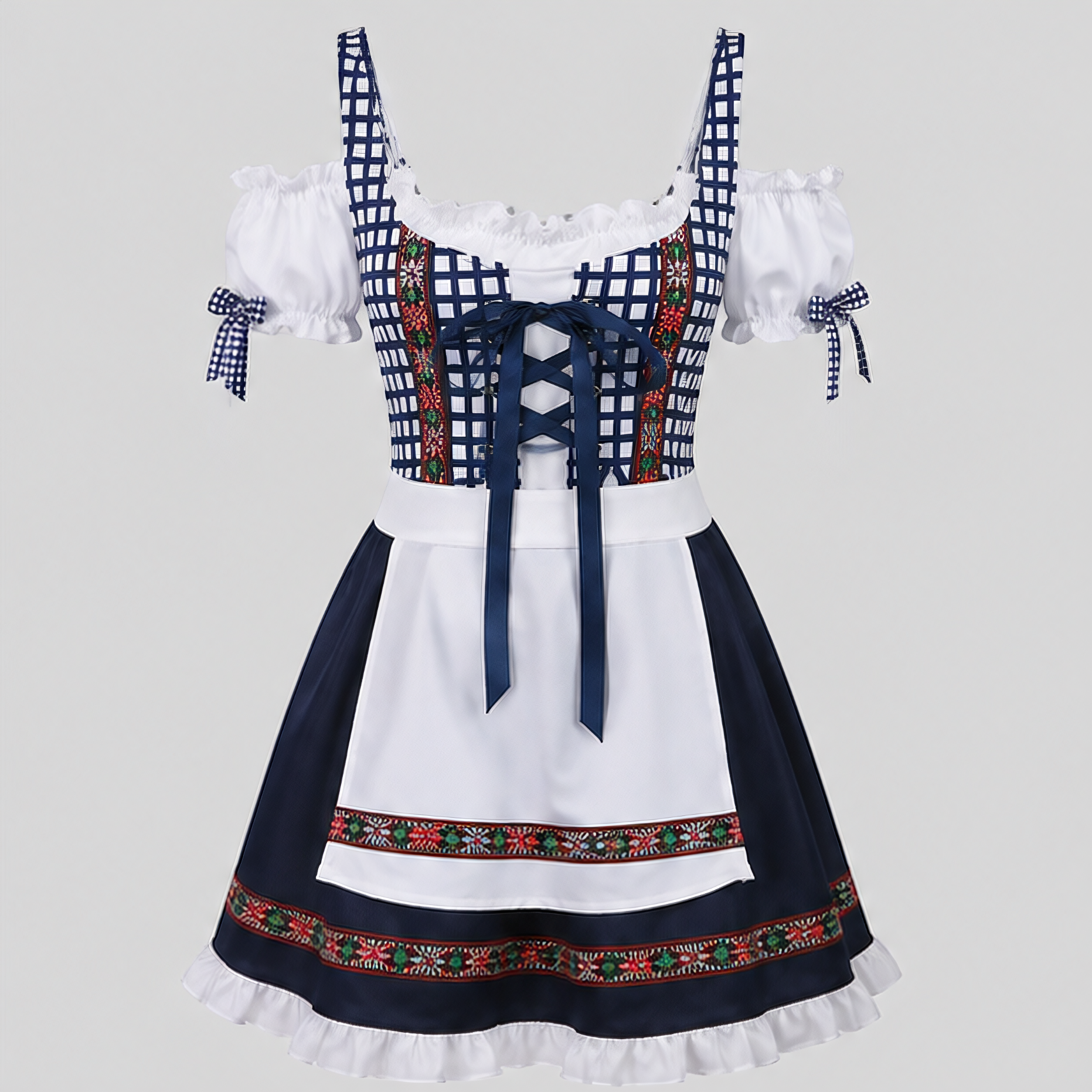 Gifts – Seasonal – Oktoberfest : Dames Dirndl Jurk, Kant & Traditie voor Oktoberfest in Blauw van Steiner-boutique