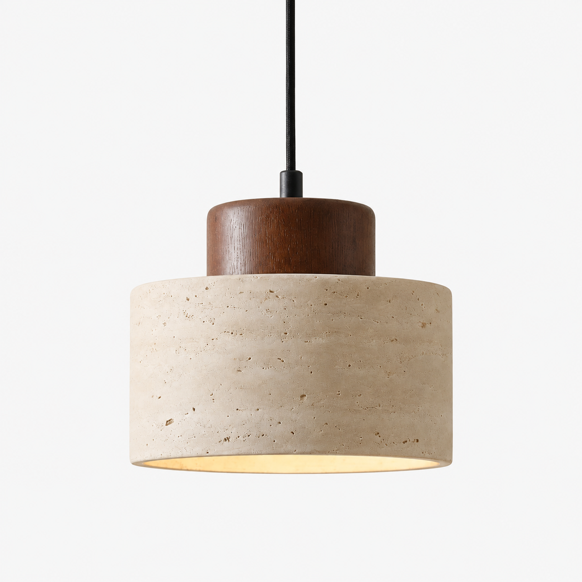Travertin Hanglamp - Natuursteen & Hout, Dimbaar