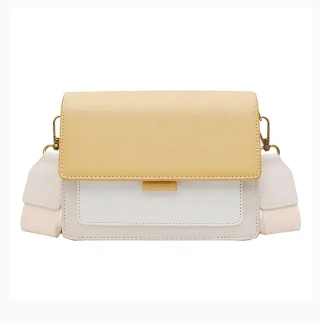 bags : Dames Crossbody-Tas van Geel Leer met Zachte Textuur en Klep Sluiting in Geel 19.5x7x15cm van Pantino