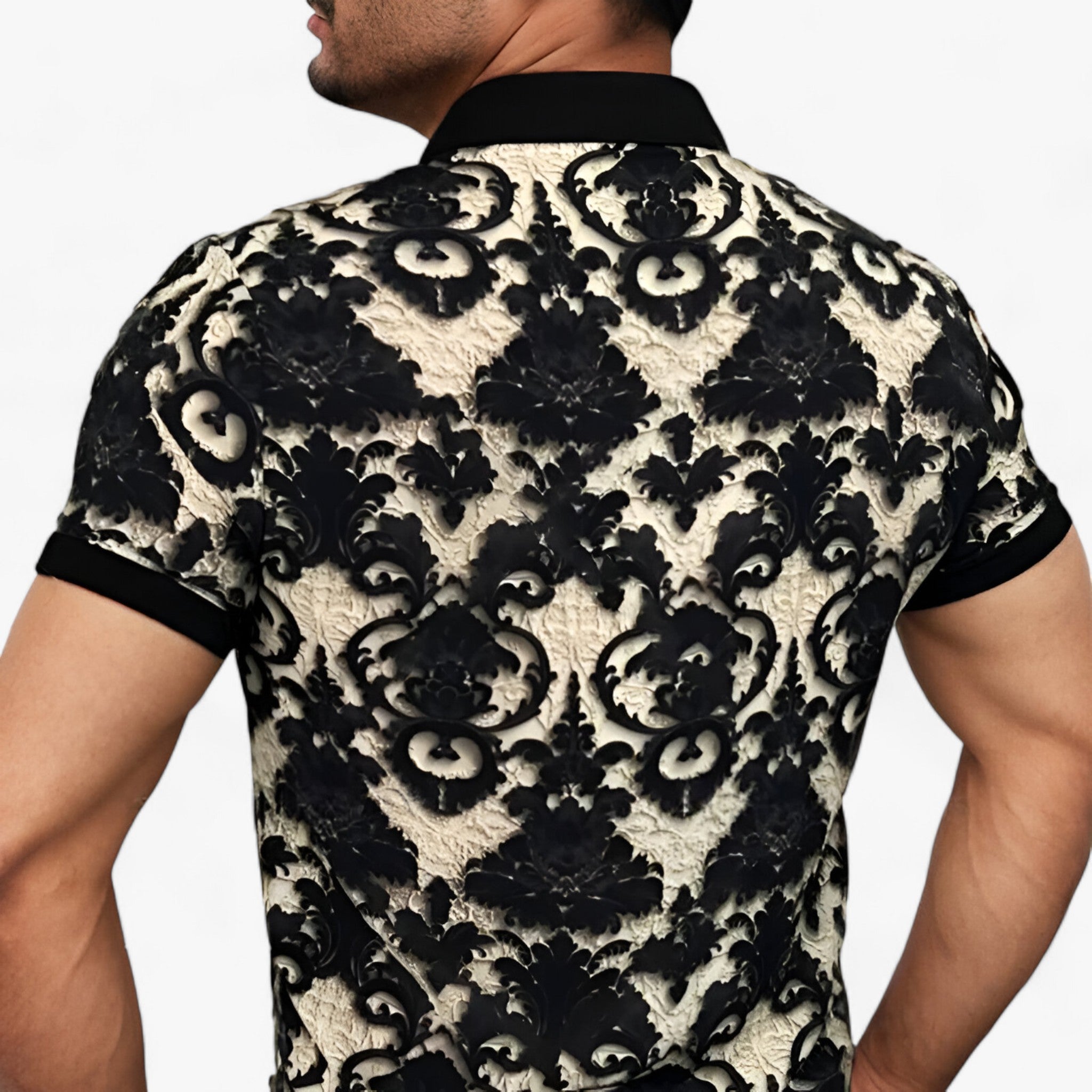 Clothes : Stretch Overhemd met Opstaande Kraag en 3D-bloemenprint - Modern Design met Comfort in van Pantino