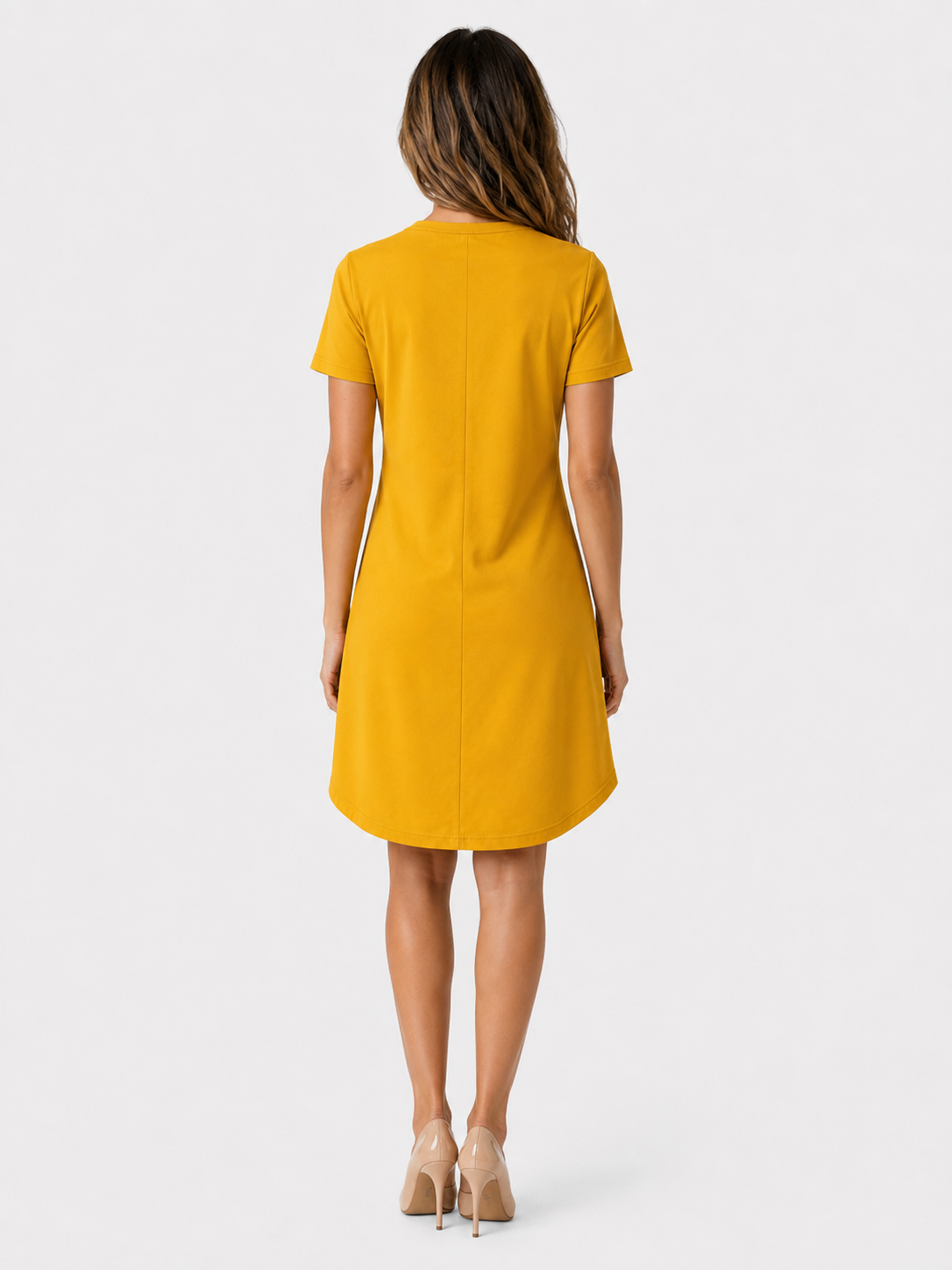 Midi Jurken : Dames Jurk van 95% Polyester en 5% Spandex met Korte Mouwen in van Pantinoshop