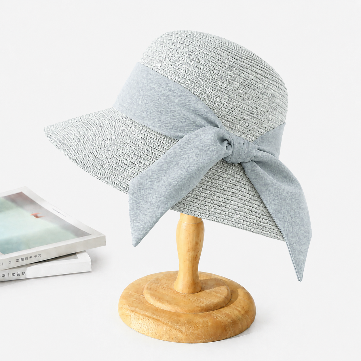 Sun Hat : Dames Zonnehoed met Strik - Ademend & Casual in Lichtblauw van Pantino