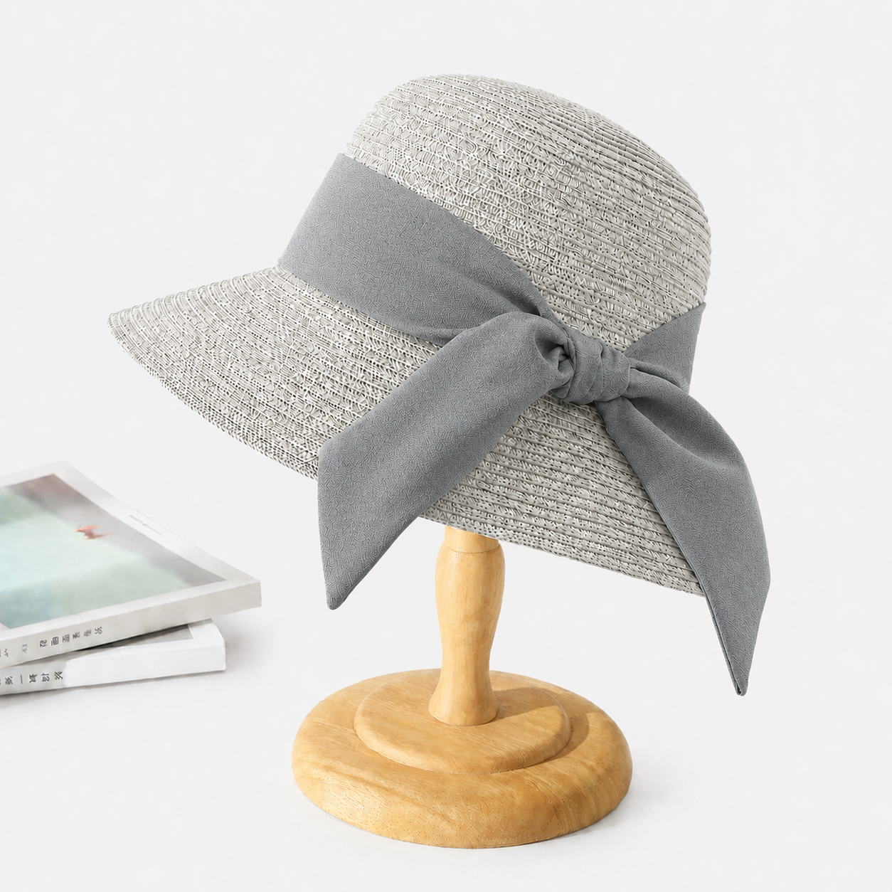 Sun Hat : Dames Zonnehoed met Strik - Ademend & Casual in Grijs van Pantino