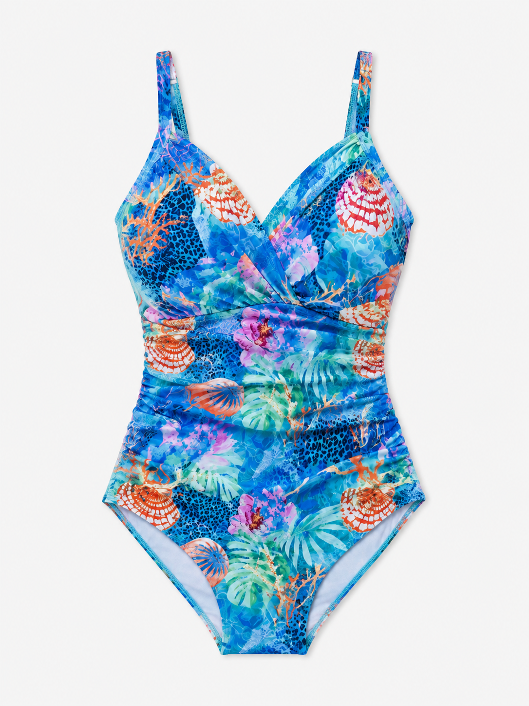 Badeanzug mit hoher Taille in Cyan - stilvolle Bademode für Damen