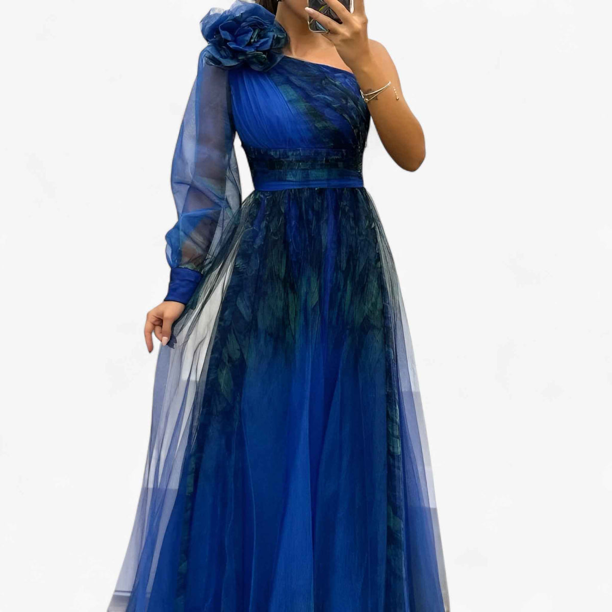 Jurken : Alma | Dames Elegante Lange Maxi Jurk in Blauw van Pantinoshop