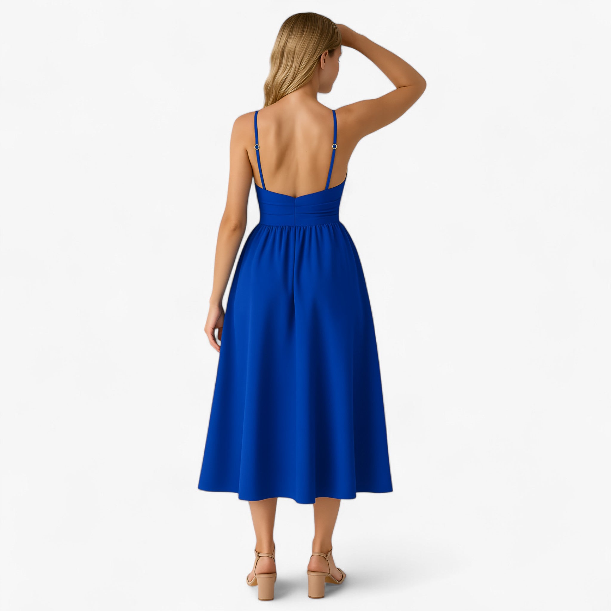 Women's Dress : Witte Midi Jurk Dames met Dunne Bandjes - Elegante Zomerjurk in van Pantino