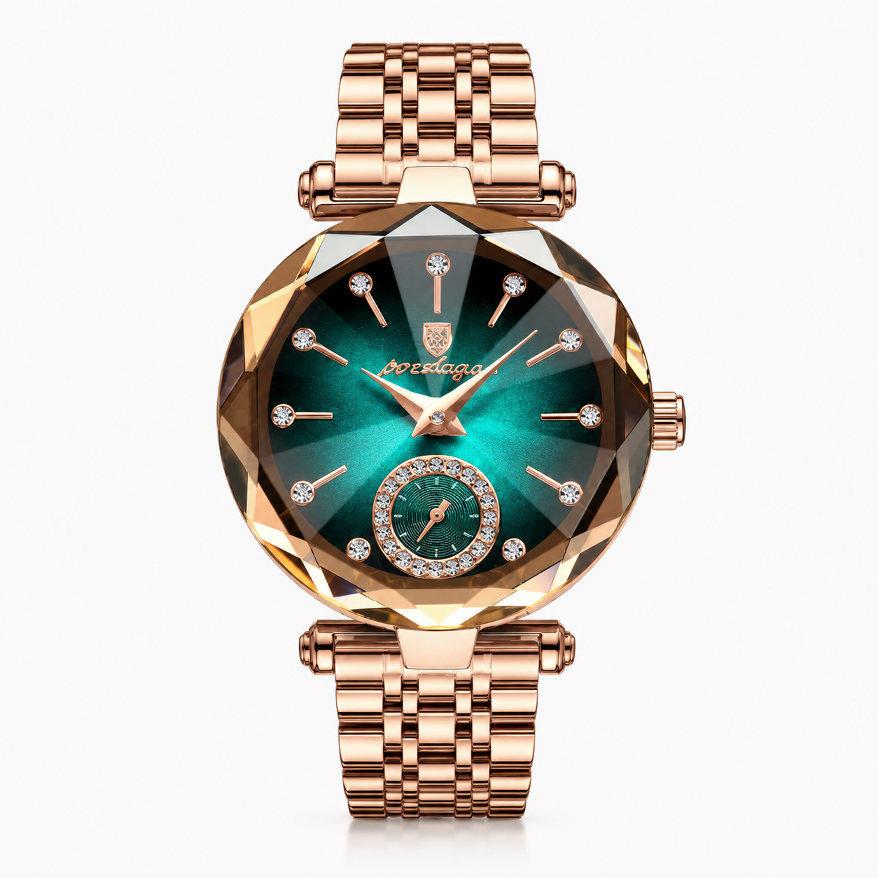 Dameshorloges : Dames Horloge met Glazen Wijzerplaat en Metalen Schakelband in Goud Blauw S van Pantino