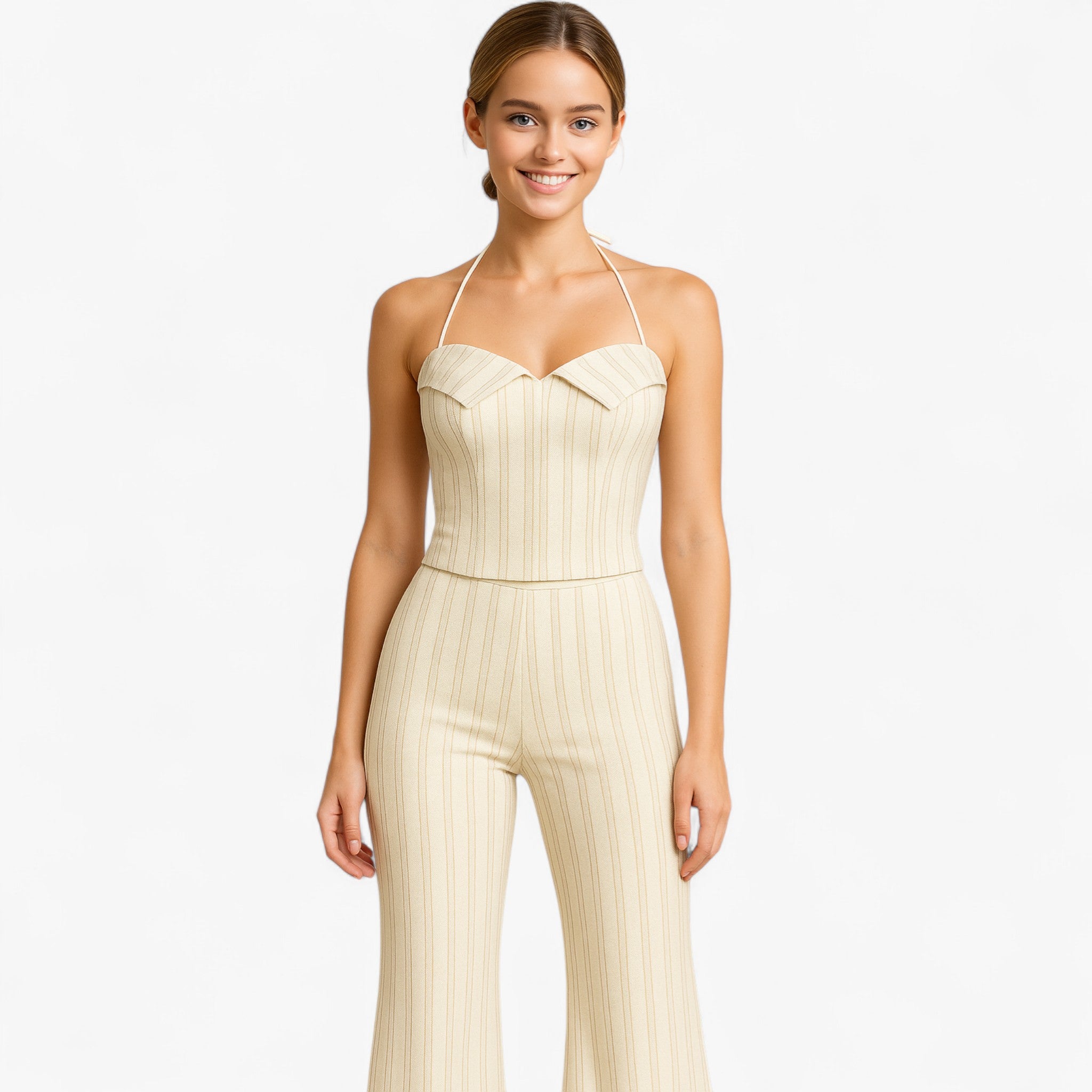Women Set : Broek Dames Wit - Lichtgewicht Zomer Set met Top in van Pantino