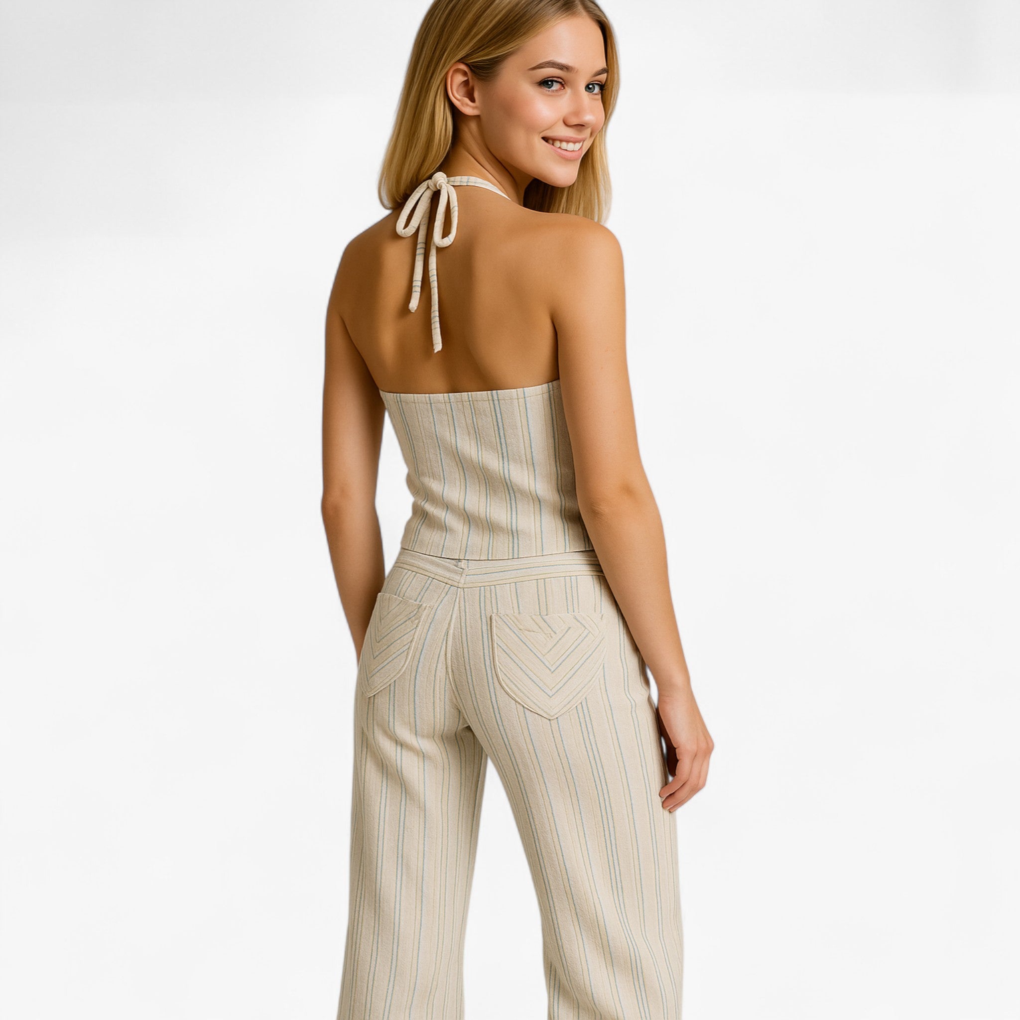 Women Set : Broek Dames Wit - Lichtgewicht Zomer Set met Top in van Pantino