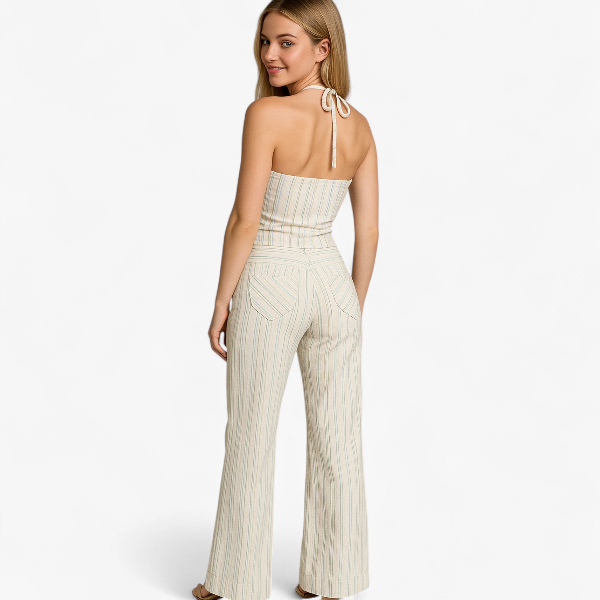 Women Set : Broek Dames Wit - Lichtgewicht Zomer Set met Top in van Pantino