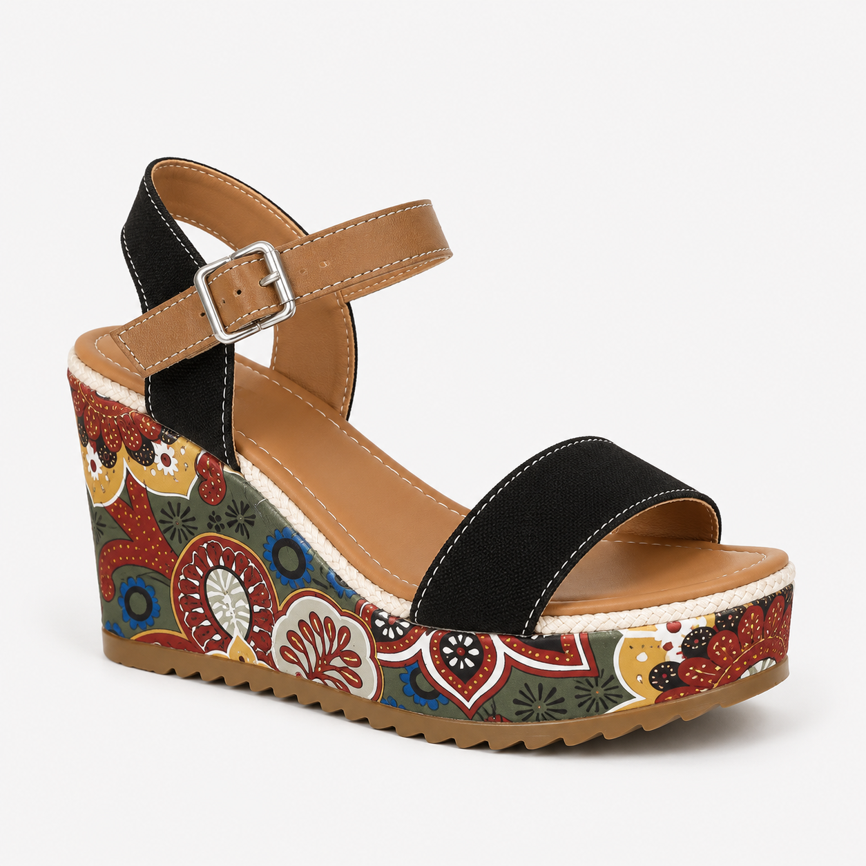 Sandals : Dames Sleehaksandalen met Canvas Bovenwerk en Verstelbare Enkelband in van Pantino
