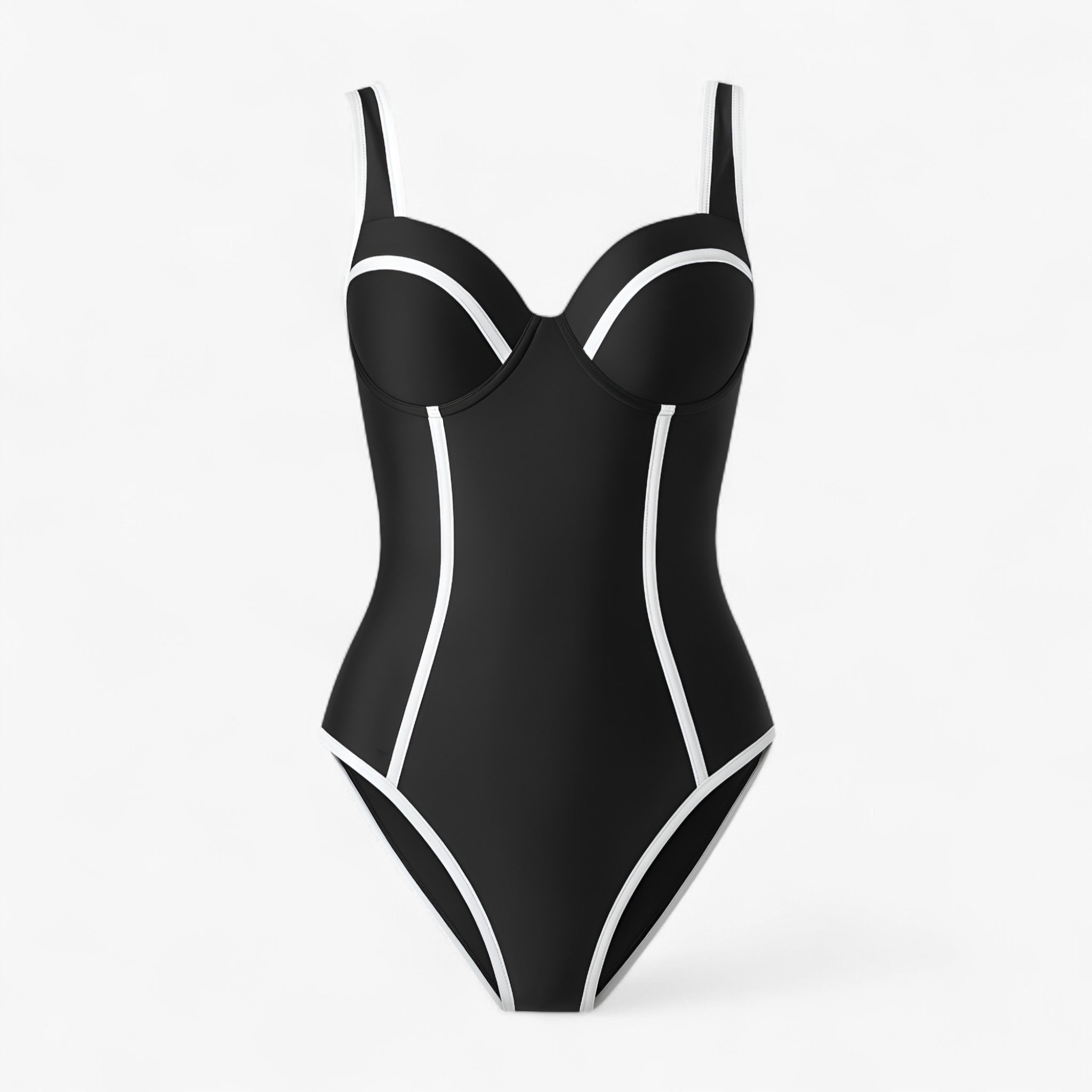 Women's Outfit : Dames Slim Fit Badpak voor Elegante Look - Zwart-wit in Zwart-Wit van Pantino