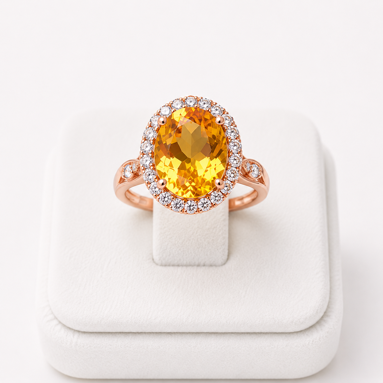 Ring : Damesring met Ovale Edelsteenlook en Verstelbare Ringband in Geel van Pantino