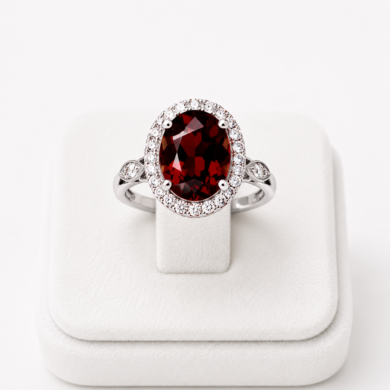 Ring : Damesring met Ovale Edelsteenlook en Verstelbare Ringband in Rood van Pantino