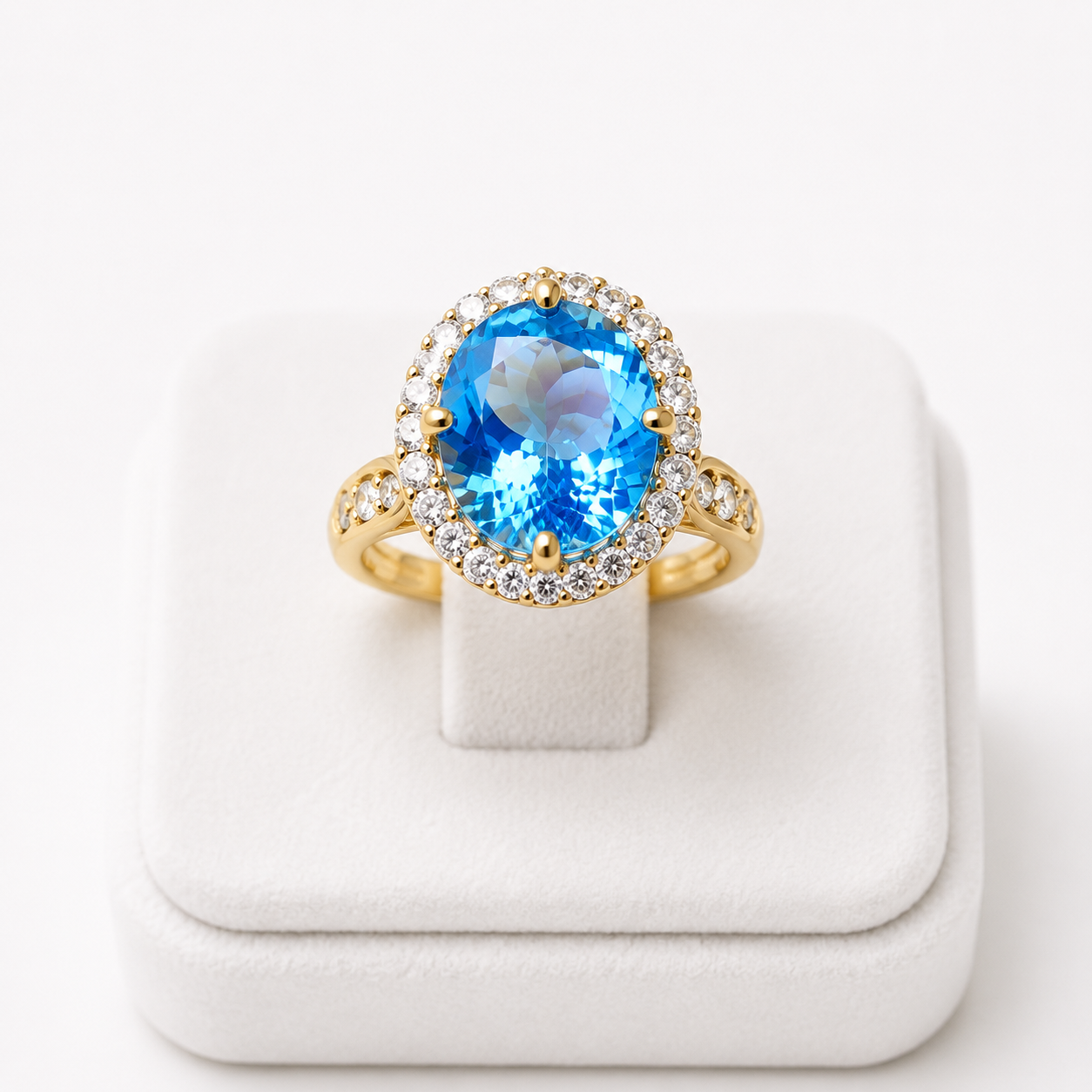 Ring : Damesring met Ovale Edelsteenlook en Verstelbare Ringband in Blauw van Pantino