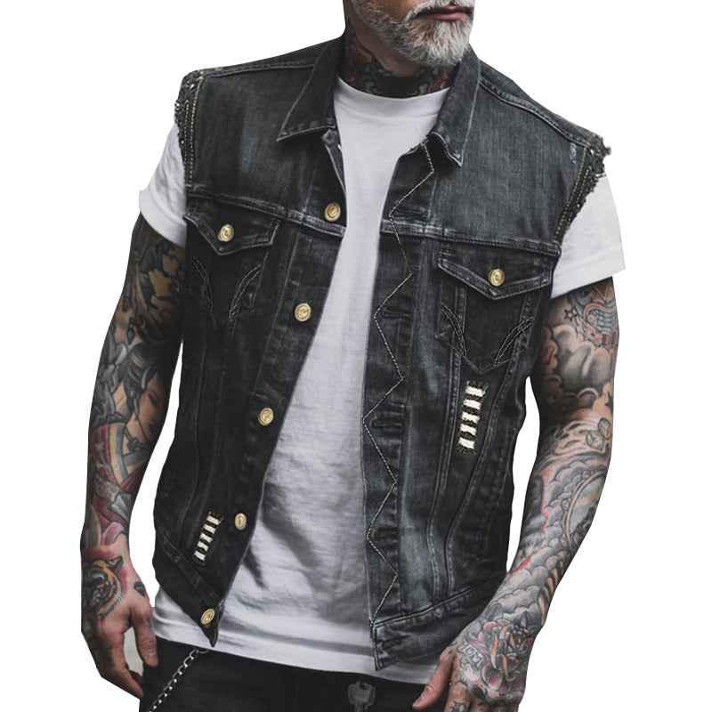 AS - Heren - Vest : Heren Denim Gilet Mouwloos - Robuuste Street Stijl in van Pantinoshop
