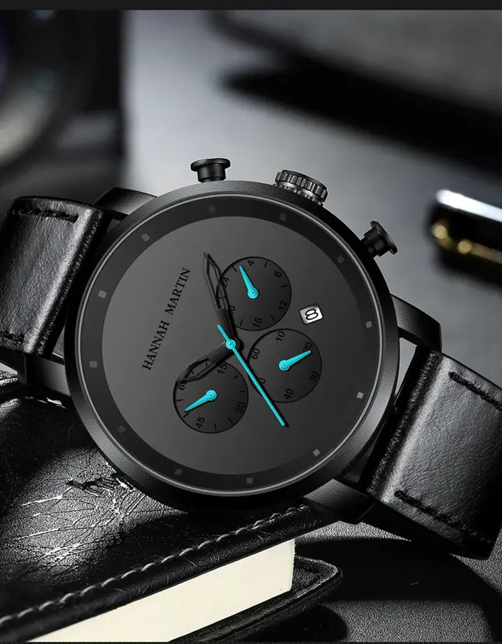 watches : Horloge Heren Bruin-Rood - Chronograaf in Zwart-blauw van Pantino
