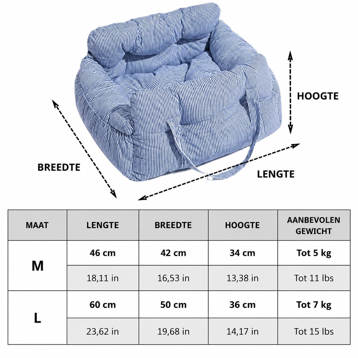 pets : Honden Auto Mand Gestreepte Heren - Luxe & Comfortabele Autostoel voor Honden in van Pantino