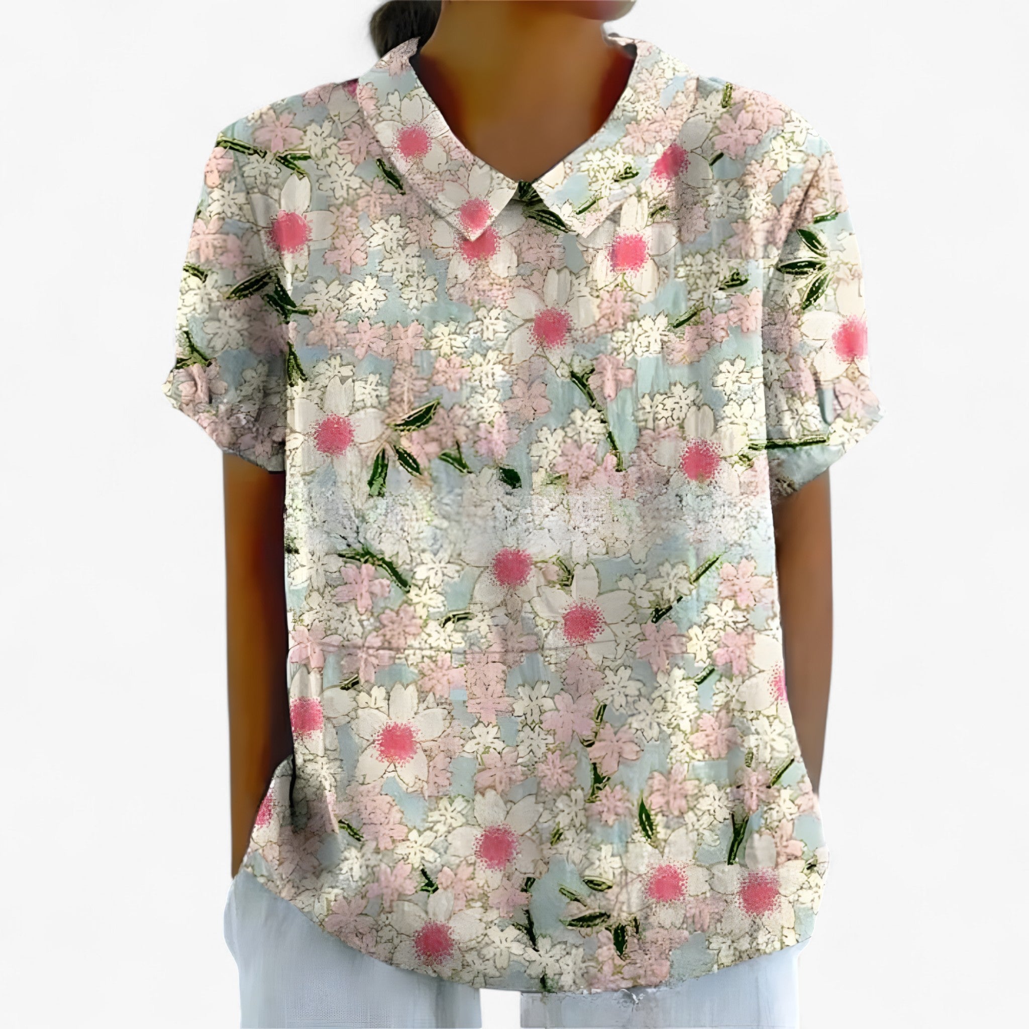 Women's Top Clothes : Elegante Bloemenblouse voor Dames van Viscose - Bedrukt Patroon in van Pantinoshop
