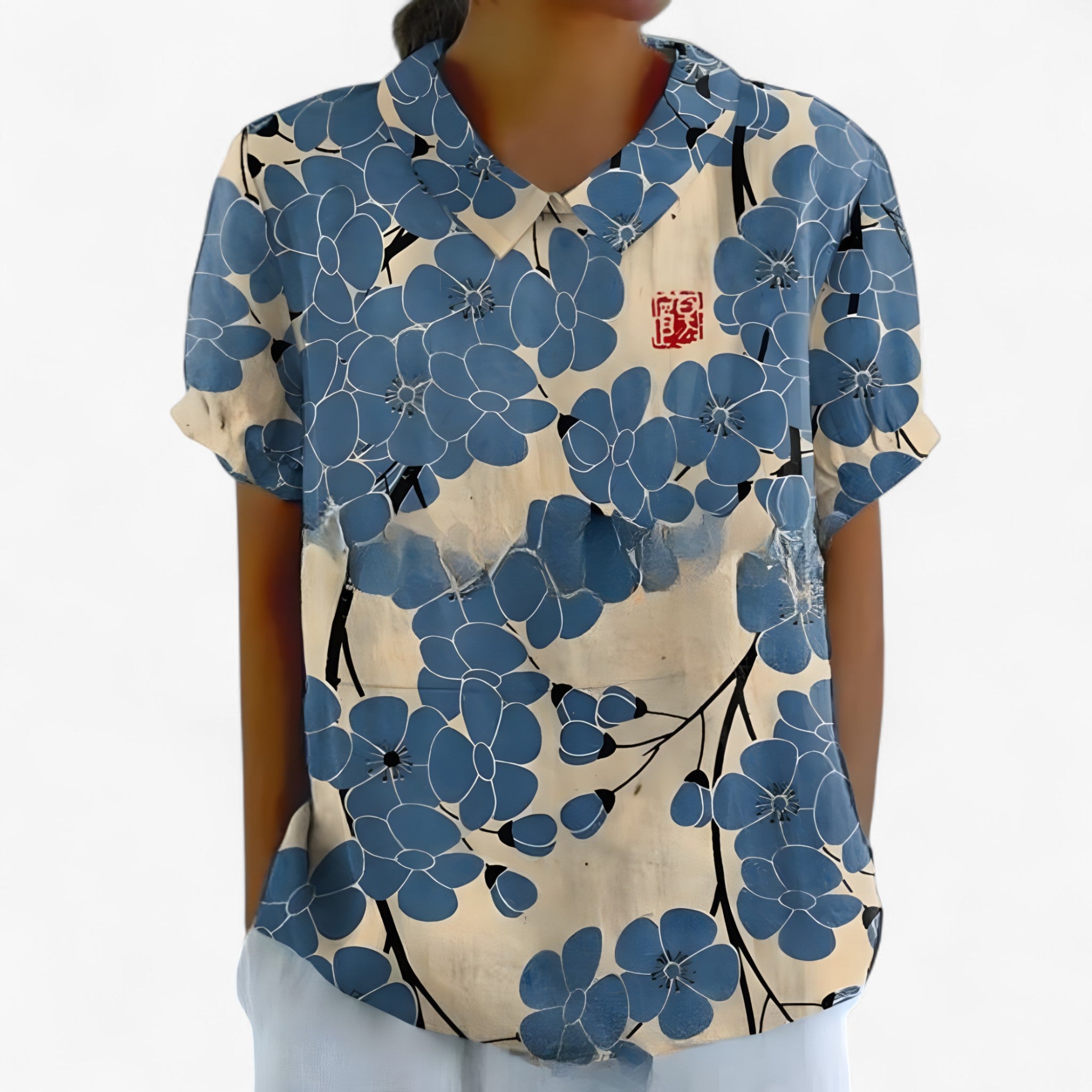 Women's Top Clothes : Elegante Bloemenblouse voor Dames van Viscose - Bedrukt Patroon in van Pantinoshop