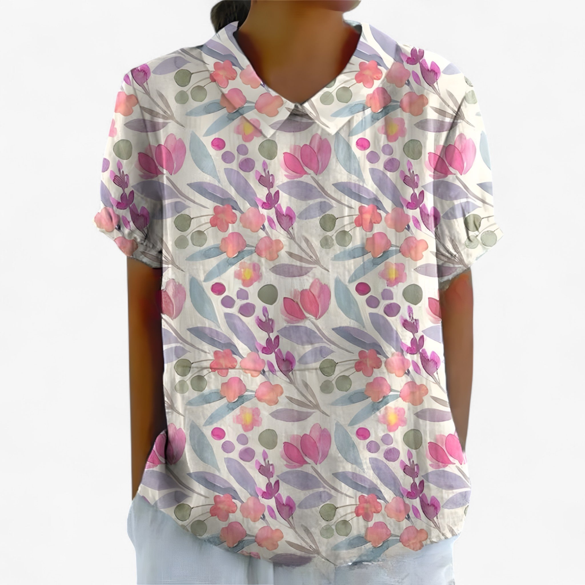 Women's Top Clothes : Elegante Bloemenblouse voor Dames van Viscose - Bedrukt Patroon in van Pantinoshop