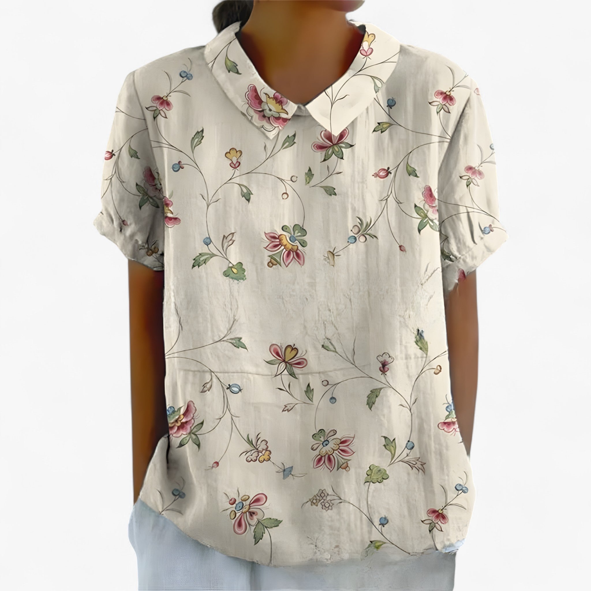 Women's Top Clothes : Elegante Bloemenblouse voor Dames van Viscose - Bedrukt Patroon in van Pantinoshop