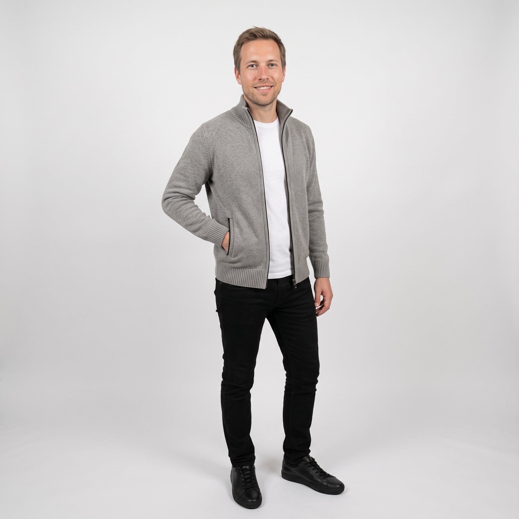 Luca Moretti | Premium Gebreid Jack met Rits voor Heren