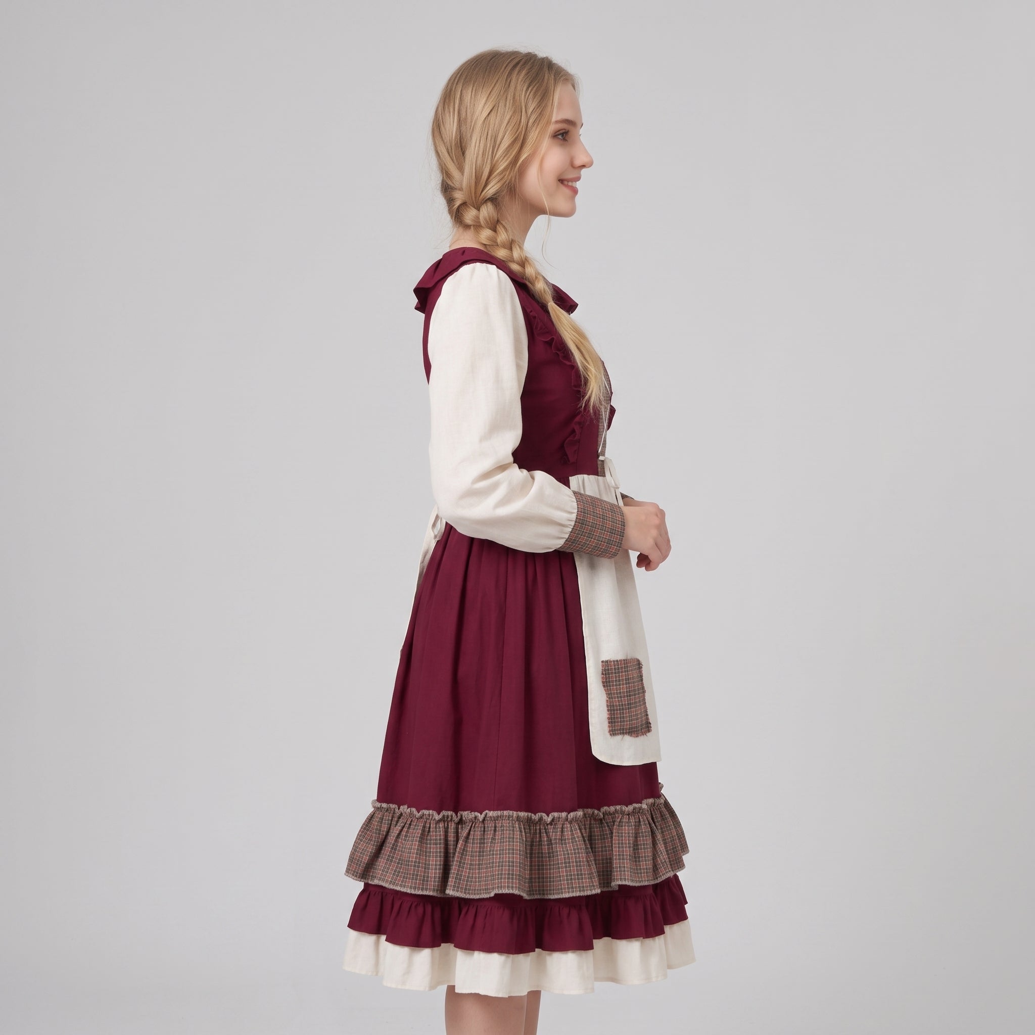 Gifts – Seasonal – Oktoberfest : Dames dirndl jurk - Rood geborduurd, klassieke A-lijn in van Steiner-boutique